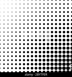 Abstract vector halftone texture of black dots in linear arrangement on white background. Diagonal gradient. Stock Vector