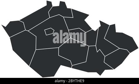 Map of Czech Republic divided into administrative regions. Blank map in grey. Vector illustration. Stock Vector