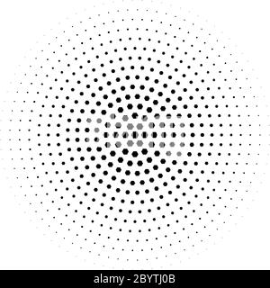 Halftone circle made of hexagons. Black vector illustration on white background. Abstract vector background. Stock Vector