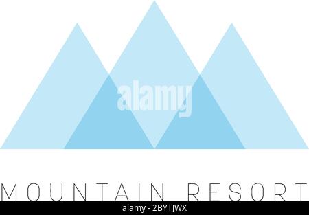 Mountain Resort logo template. Blue triangle shape logotype for business or travel company. Vector illustration. Stock Vector