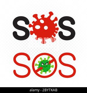 coronavirus sos sign symbol set Stock Vector