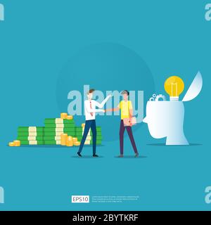 Business partnership deals and agreement to achieve success in teamwork and profit concept design. businessman investment on technology startup Stock Vector