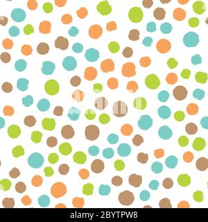 Scattered colorful brush dots. Seamless background pattern. Abstract vector wallpaper. Stock Vector