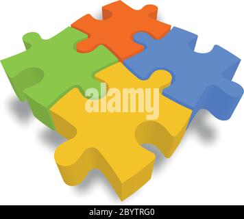 Jigsaw Puzzle Of Two Pieces Team Cooperation Teamwork Or Solution