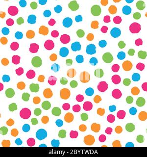 Scattered colorful brush dots. Seamless background pattern. Abstract vector wallpaper. Stock Vector