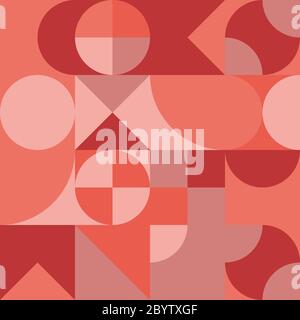 Abstract geometric retro design. Vector seamless pattern in red shades. Stock Vector