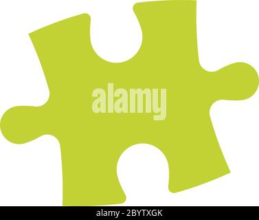 Single piece of jigsaw puzzle. Simple flat green vector silhouette. Stock Vector