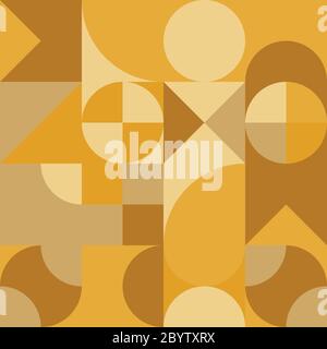 Abstract geometric retro design. Vector seamless pattern in yellow shades. Stock Vector