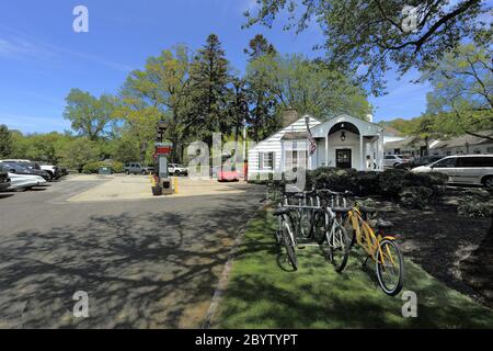 Gas station Stony Brook Village Long Island New York Stock Photo