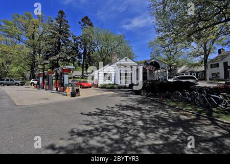 Gas station Stony Brook Village Long Island New York Stock Photo