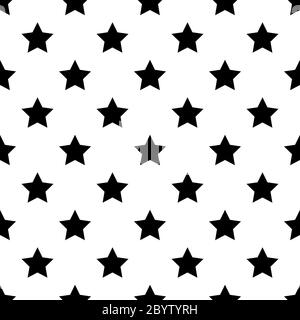 Seamless pattern of black five-pointed stars on white background. Vector illustration. Stock Vector