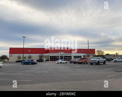 Seguin, TX/USA - 2/24/20: The exterior of a King Ranger Movie Theatre in Seguin, TX.
