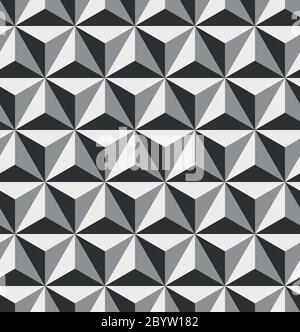 3D triangular, or tetrahedron, pyramids. Seamless vector pattern background Stock Vector