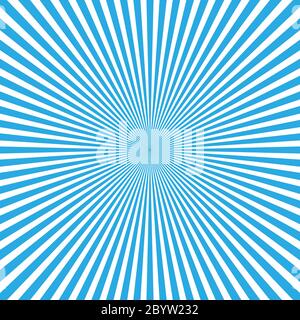 Blue-white color burst background of light rays. Cartoon and comics style background. Vector illustration. Stock Vector