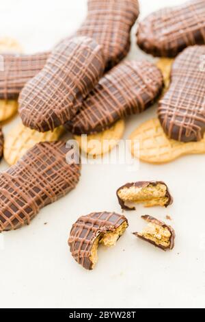 Chocolate covered Nutter Butters Stock Photo