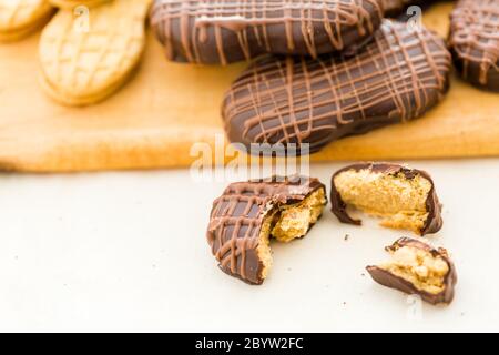 Chocolate covered Nutter Butters Stock Photo