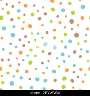 Scattered colorful brush dots. Seamless background pattern. Abstract vector wallpaper. Stock Vector
