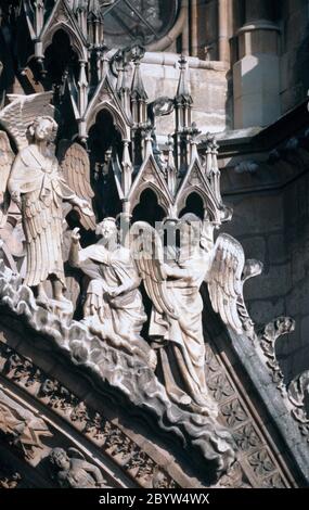 Reims France Reims Cathedral Angels West Front Stock Photo