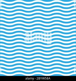 Wavy line seamless pattern in blue and white. Simple retro navy style vector background. Stock Vector