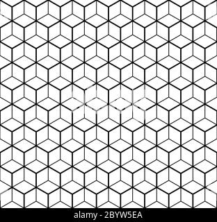 Heaxgon seamless pattern. Doubled network of thin and thick black hexagonal network on white background. Vector illustration. Stock Vector