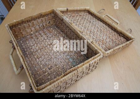 Wicker Picnic Basket Stock Photo
