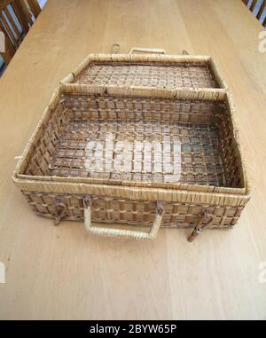 Wicker Picnic Basket Stock Photo
