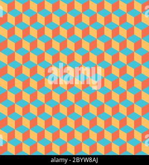 Seamless 3D geometrical pattern of cubes. Abstract design vector background. Stock Vector