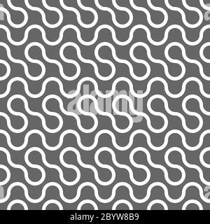 Abstract seamless pattern. White curvy lines on grey background. Vector swatch. Stock Vector