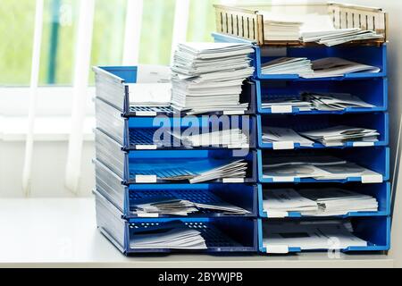 file folders on the shelves at office Stock Photo