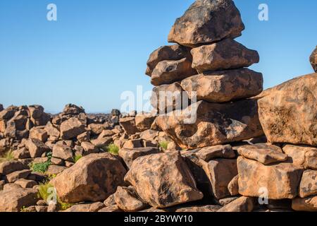 Large structures of rocks found in the Giant's Playground , Keetmanshoop, Namibia Stock Photo