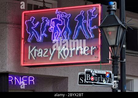 Krazy Korner Bar on Bourbon Street, French Quarter, New Orleans, Louisiana, USA Stock Photo