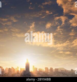 View of Benidorm on sunset Stock Photo