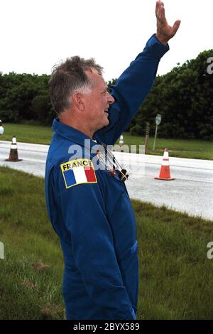 French astronaut Jean Loup Chretien right with his son Francois left ...