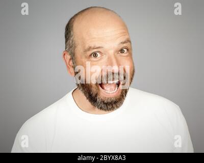 bearded smiling man Stock Photo