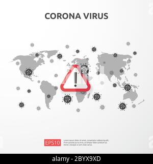 Pandemic Coronavirus outbreak. covid-19 Alert caution attacks danger and public health risk disease. Corona Virus Sign Icon illustration for medical Stock Vector
