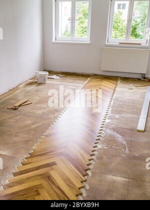 parquet laying Stock Photo