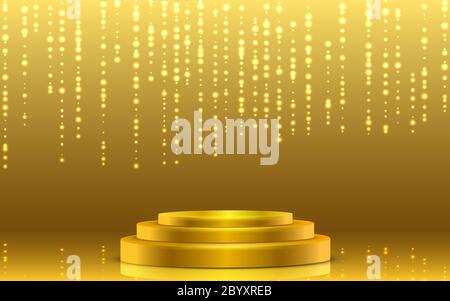 golden podium and white light in the studio room Stock Vector