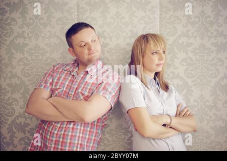 Couple ignoring each other after an argument Stock Photo