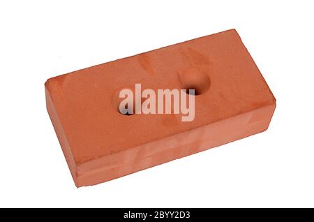 Red building brick isolated on white Stock Photo
