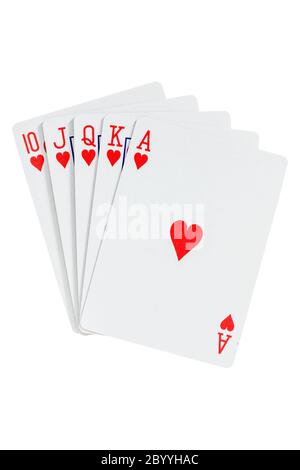 A royal straight flush playing cards poker hand in spade Stock Photo ...