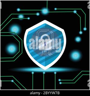with light effect background, cyber security logo icon graphic. Design vector illustration Stock Vector