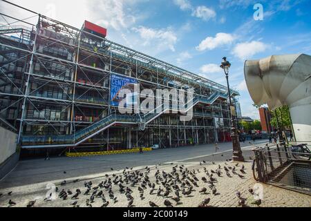 PARIS, FRANCE - MAY 14: facade of the Centre Georges Pompidou in Paris, France on May 14, 2014 Stock Photo