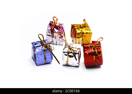 Gift boxes isolated on white background Stock Photo