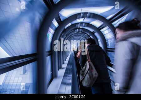 OSAKA -DECEMBER 2: Escalator Tunnel in Umeda Sky Buildingn on December 2, 12 in Osaka, Japan. It is the twelfth-tallest building Stock Photo