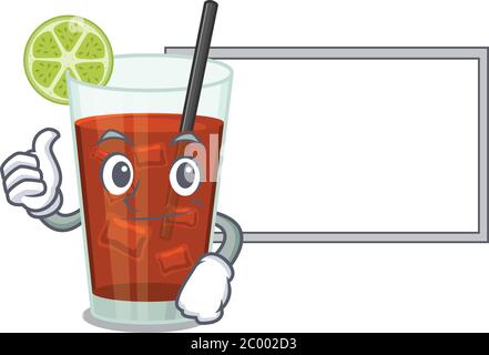 Cuba libre cocktail cartoon design with Thumbs up finger bring a white board Stock Vector
