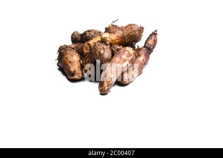 Fresh taro isolated on white background Stock Photo