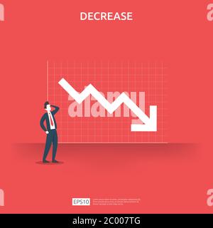 business finance crisis concept. money fall down symbol. arrow decrease economy stretching rising drop. lost crisis bankrupt declining. cost reduction Stock Vector