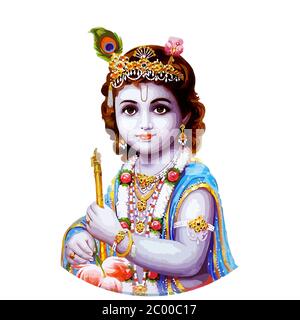 lord krishna kid festival hinduism culture mythology illustration holy Stock Photo