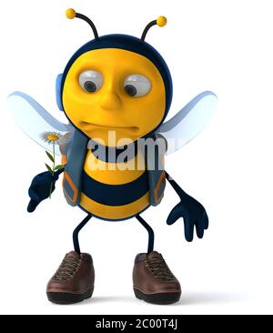 Fun backpacker bee - 3D Illustration Stock Photo - Alamy