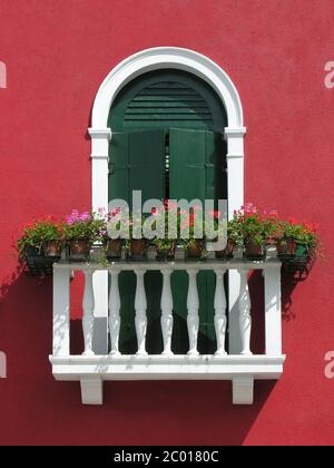 Balcony in Burano Stock Photo
